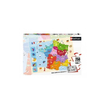 Puzzle 250 p carte de France - NATHAN JEUX - Bleu - Carton - 250 piece