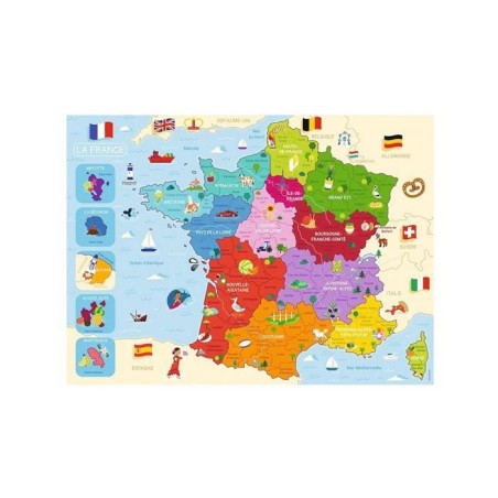 Puzzle 250 p carte de France - NATHAN JEUX - Bleu - Carton - 250 pieces - Des 6 ans