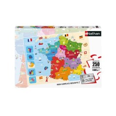 Puzzle 250 p carte de France - NATHAN JEUX - Bleu - Carton - 250 piece