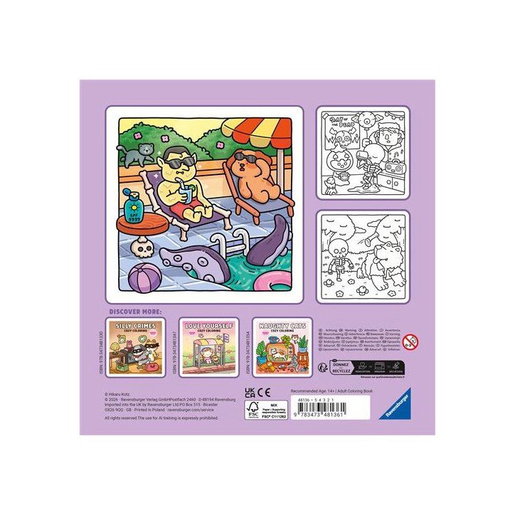 Ravensburger – Cozy coloring – Silly Spooky – Coloriage adulte – Activité détente et créative – 48136 Ravensburger – Cozy coloring – Silly Spooky – Coloriage adulte – Activité détente et créative – 48136