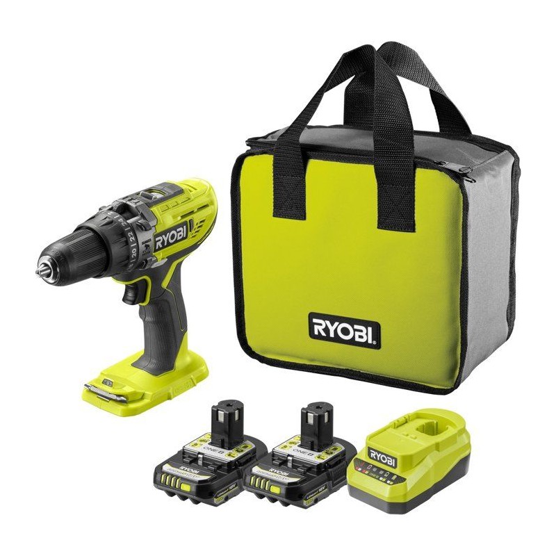 RYOBI Perceuse-visseuse a percussion 18V ONE+ 50Nm - batterie 2Ah + ch