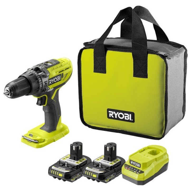 RYOBI Perceuse-visseuse a percussion 18V ONE+ 50Nm - batterie 2Ah + chargeur - sac de transport inclus - R18PD3-220S