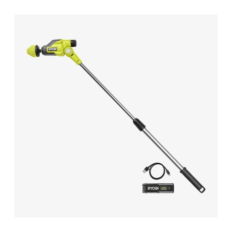 RYOBI Brosse de nettoyage télescopique 4V USB Lithium - batterie 2Ah