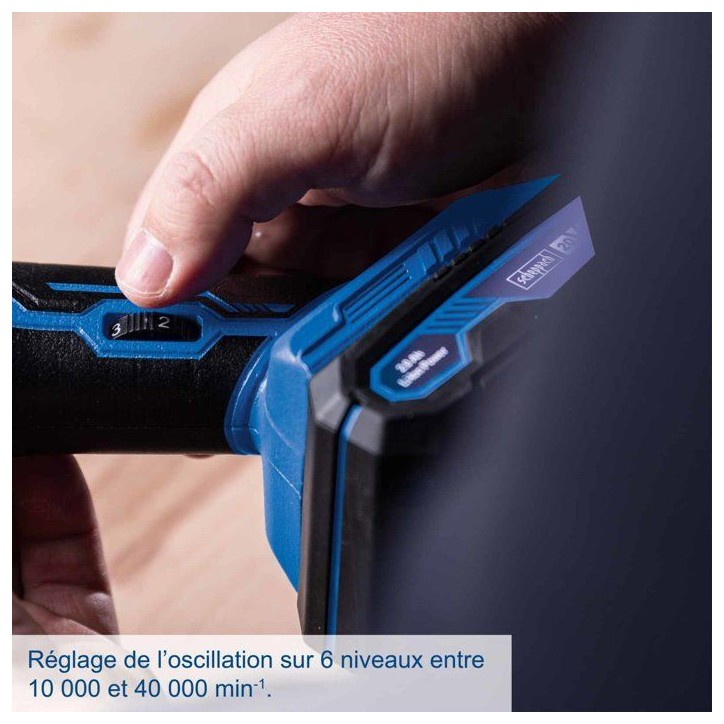 Outil multifonction sans fil C-MT40-X - pour scier, couper, racler, poncer - SCHEPPACH 20V IXES - Batterie 2Ah + chargeur 2.4A Outil multifonction sans fil C-MT40-X - pour scier, couper, racler, poncer - SCHEPPACH 20V IXES - Batterie 2Ah + chargeur 2.4A