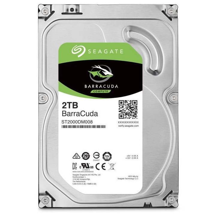 SEAGATE - Disque dur Interne HDD - BarraCuda - 2To - 7200 tr/min - 3.5 SEAGATE - Disque dur Interne HDD - BarraCuda - 2To - 7200 tr/min - 3.5
