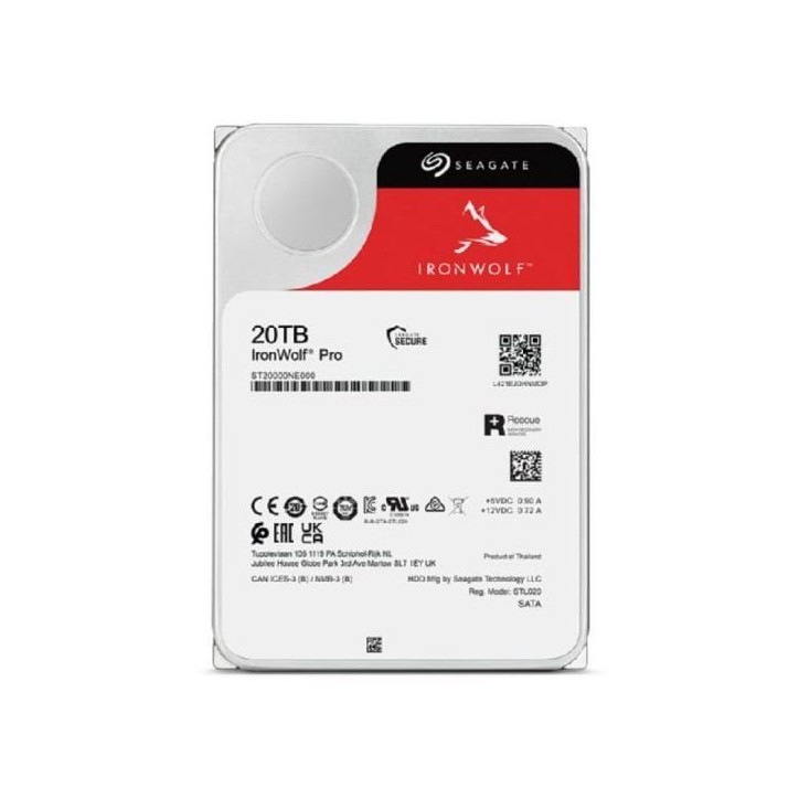 Seagate IronWolf Pro, 20 to, Disque Dur d'entreprise Interne NAS HDD – CMR, 3,5”, SATA 6 Gbits/s, 7 200 TR/Min, 256 Mo de m Seagate IronWolf Pro, 20 to, Disque Dur d'entreprise Interne NAS HDD – CMR, 3,5”, SATA 6 Gbits/s, 7 200 TR/Min, 256 Mo de m