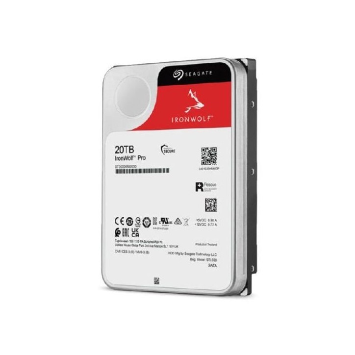 Seagate IronWolf Pro, 20 to, Disque Dur d'entreprise Interne NAS HDD – CMR, 3,5”, SATA 6 Gbits/s, 7 200 TR/Min, 256 Mo de m Seagate IronWolf Pro, 20 to, Disque Dur d'entreprise Interne NAS HDD – CMR, 3,5”, SATA 6 Gbits/s, 7 200 TR/Min, 256 Mo de m