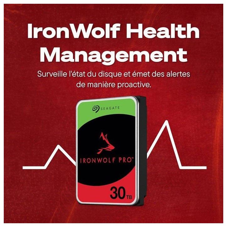 SEAGATE - IronWolf Pro ST30000NT011 - Disque dur interne - 30 To - 7200 trs/min - 3,5 SEAGATE - IronWolf Pro ST30000NT011 - Disque dur interne - 30 To - 7200 trs/min - 3,5