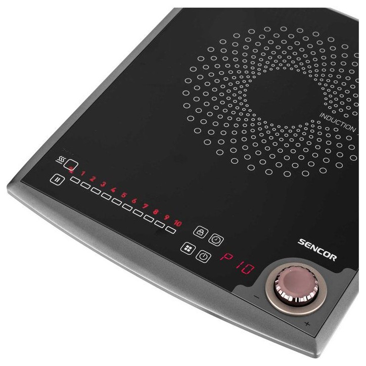Plaque de cuisson a induction Sencor SCP 3414GY - 1 foyer - Commandes tactiles - 10 niveaux - Compacte - 2000 W - Noire