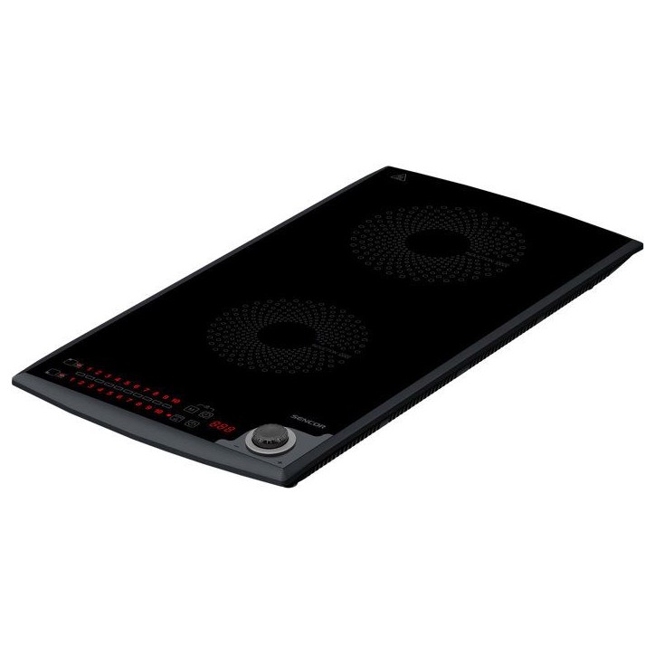 Plaque de cuisson a induction Sencor SCP 5414GY - 2 foyers - Commandes tactiles - 10 niveaux - Compacte - 3100 W - Noire