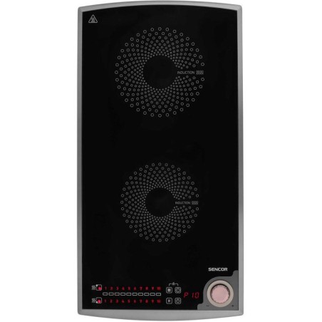 Plaque de cuisson a induction Sencor SCP 5414GY - 2 foyers - Commandes tactiles - 10 niveaux - Compacte - 3100 W - Noire