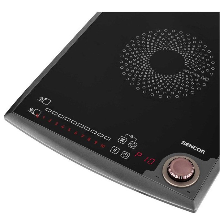 Plaque de cuisson a induction Sencor SCP 5414GY - 2 foyers - Commandes tactiles - 10 niveaux - Compacte - 3100 W - Noire