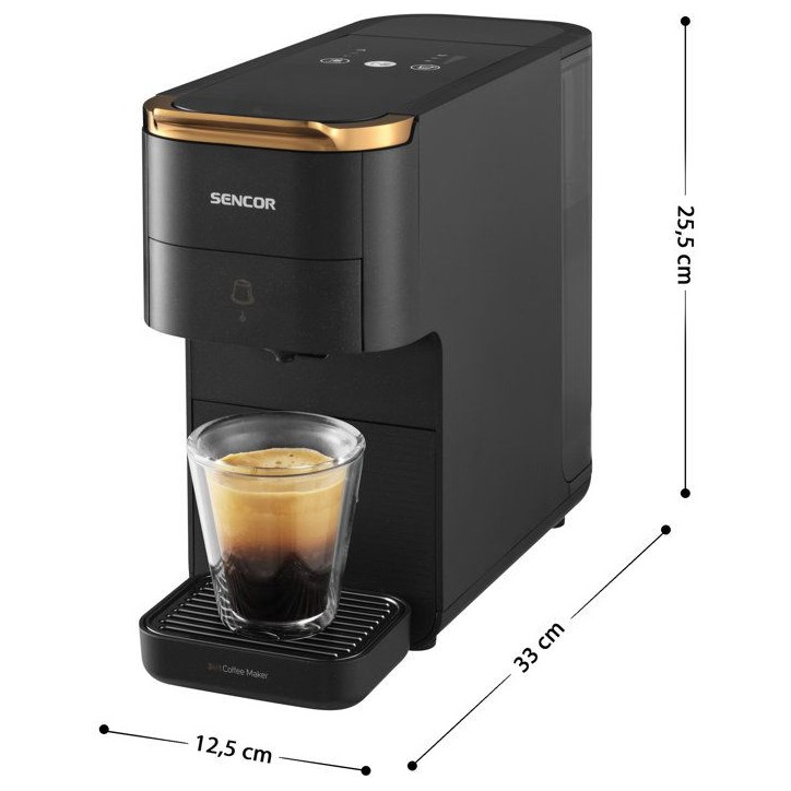 Machine a expresso a capsules SENCOR SCC 1000BK - Nespresso Dolce Gusto et café moulu - Préchauffage 45 s - Noir