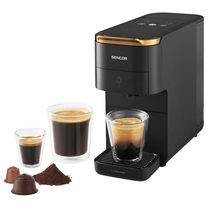 Machine a expresso a capsules SENCOR SCC 1000BK - Nespresso Dolce Gusto et café moulu - Préchauffage 45 s - Noir
