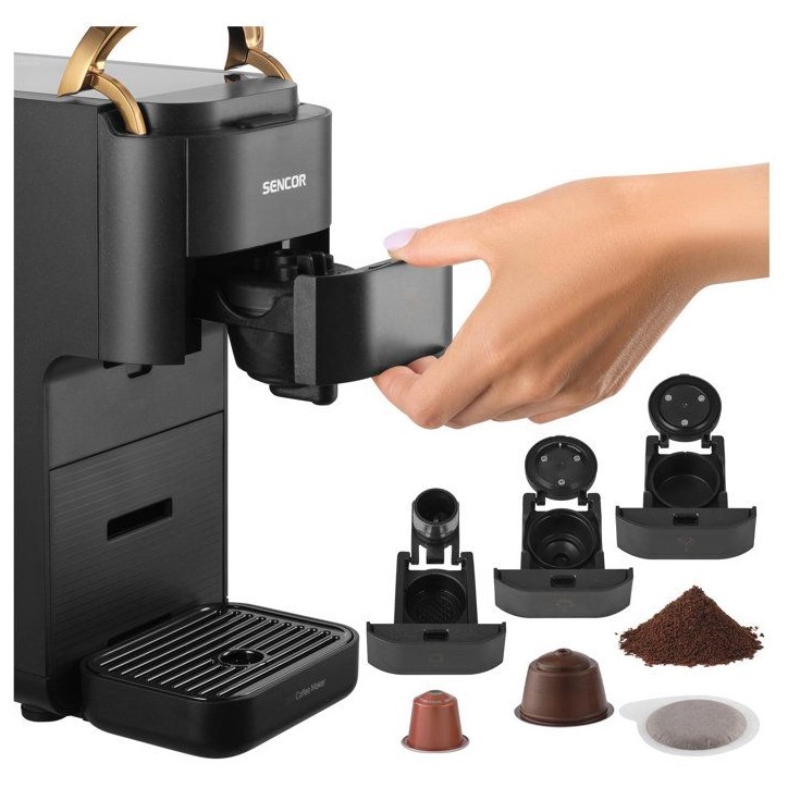 Machine a expresso a capsules SENCOR SCC 1000BK - Nespresso Dolce Gusto et café moulu - Préchauffage 45 s - Noir
