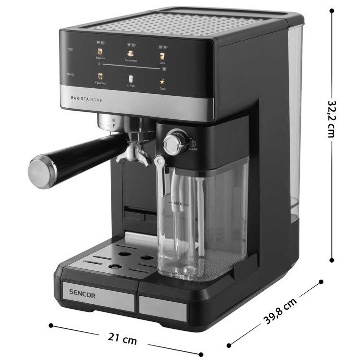 Machine a expresso Sencor SES 4060BK - Cappuccino et latte automatiques - Réservoir lait 500 ml - 20 bars - Noire
