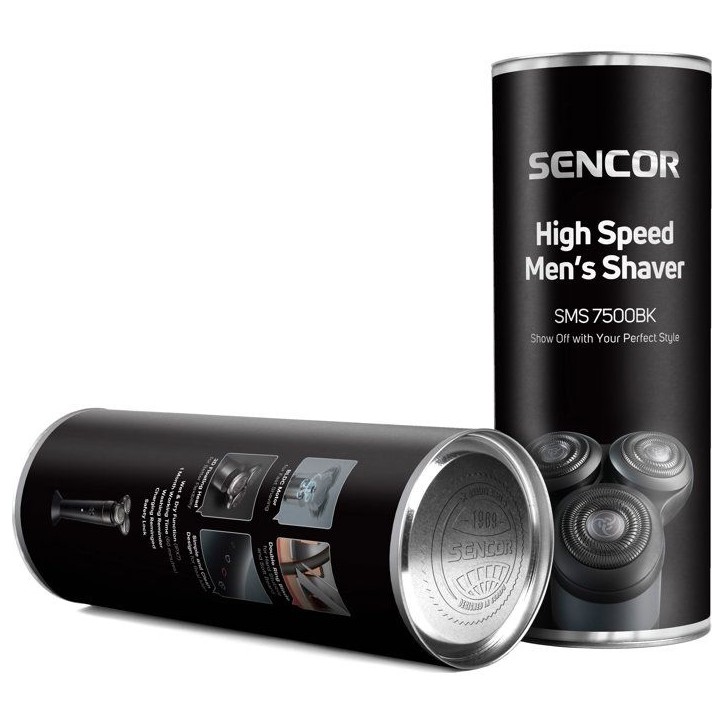 Rasoir électrique homme SENCOR SMS 7500BK - Tete flottante 3D - Usage sec ou humide - Double anneau inox - Noir