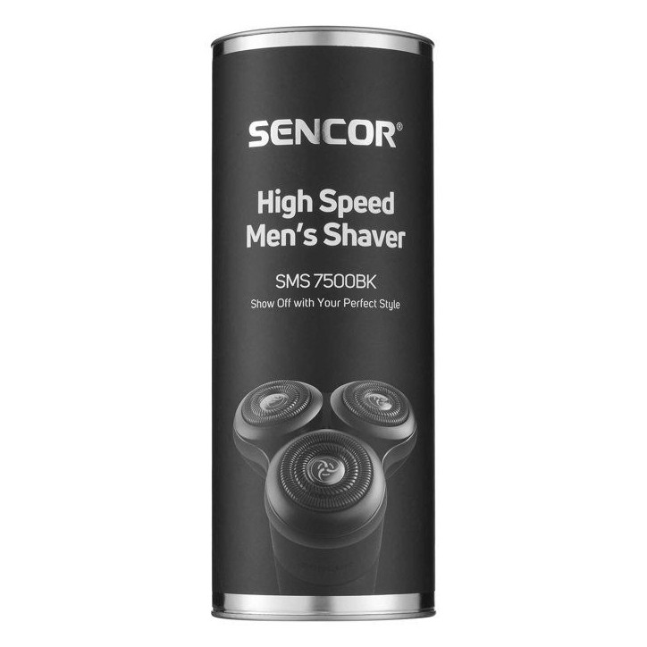 Rasoir électrique homme SENCOR SMS 7500BK - Tete flottante 3D - Usage sec ou humide - Double anneau inox - Noir