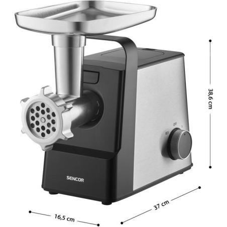 Hachoir a viande Sencor SMG 7400SS - Saucisses et kebbé - Trancheur-râpe inclus - 3 disques - 2,5 kg/min - Inox