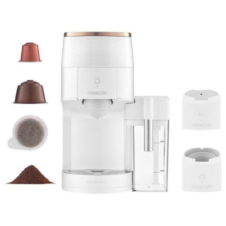 Machine a expresso multi-capsules SENCOR SCC 3001WH Marco Polo - Nespresso et Dolce Gusto - Cappuccino - Blanc