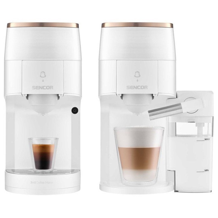 Machine a expresso multi-capsules SENCOR SCC 3001WH Marco Polo - Nespresso et Dolce Gusto - Cappuccino - Blanc