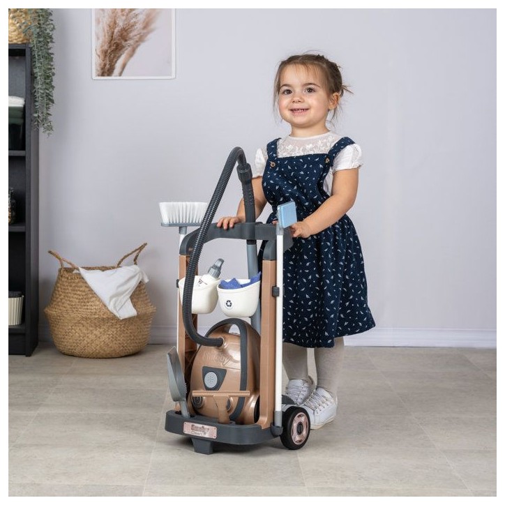 Smoby - Rowenta Chariot Ménage+ Aspirateur - Des 3 ans - Fabriqué en France