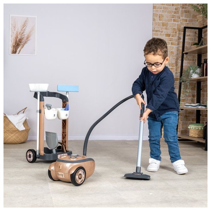 Smoby - Rowenta Chariot Ménage+ Aspirateur - Des 3 ans - Fabriqué en France