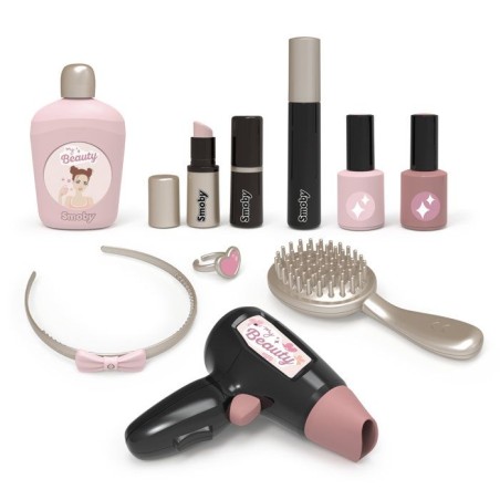 Smoby - My Beauty Vanity - Coiffure, Onglerie et Maquillage - 10 Accessoires Inclus + Miroir - Des 3 ans - Fabriqué en France