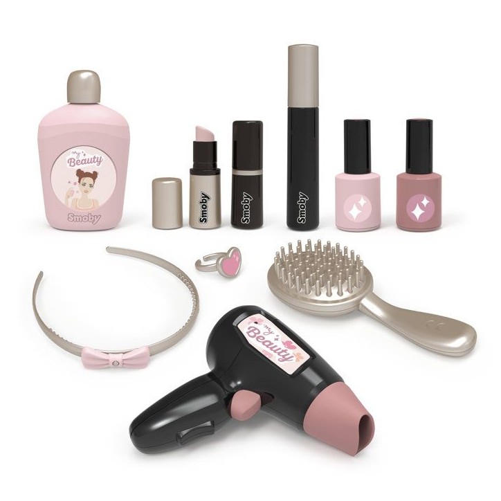 Smoby - My Beauty Vanity - Coiffure, Onglerie et Maquillage - 10 Accessoires Inclus + Miroir - Des 3 ans - Fabriqué en France