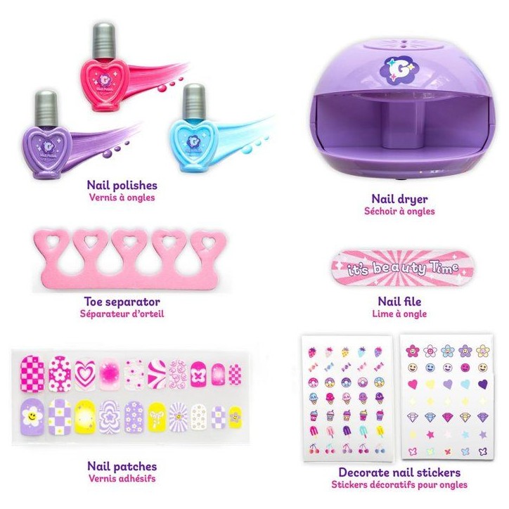 Smoby - Glam Nail Salon - Studio de Manucure Enfant - Seche-Ongles - 3 Vernis - Lime - Stickers et Accessoires - Des 6 ans Smoby - Glam Nail Salon - Studio de Manucure Enfant - Seche-Ongles - 3 Vernis - Lime - Stickers et Accessoires - Des 6 ans
