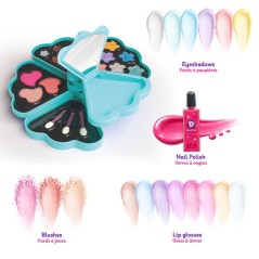 Smoby - Glam Make-Up Palette - Palette de Maquillage Enfant Rotative - 6 Fards, 8 Gloss, 3 Blush, Vernis et Miroir - Des 6 ans