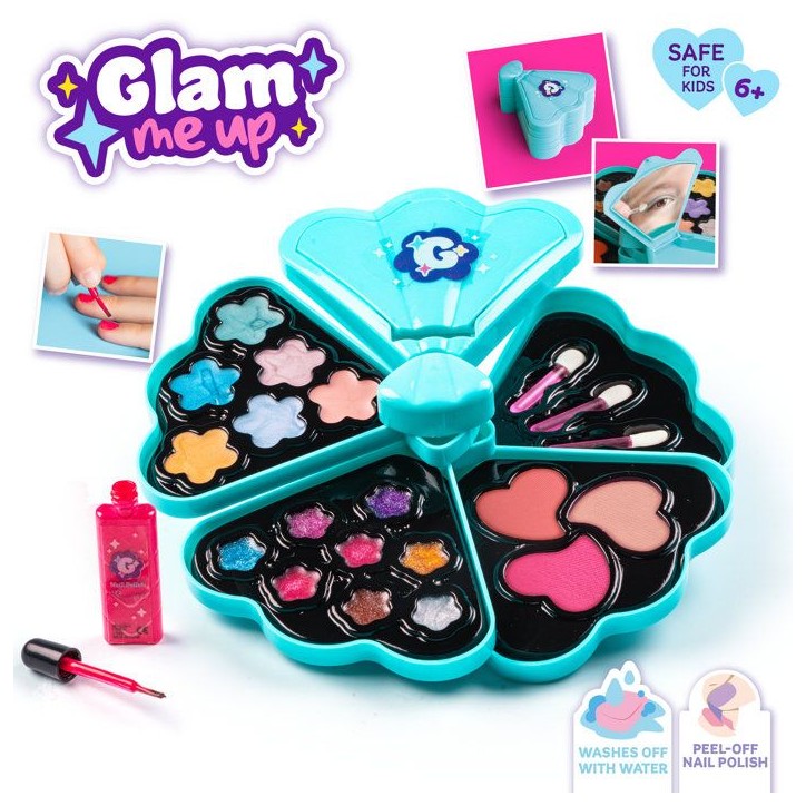Smoby - Glam Make-Up Palette - Palette de Maquillage Enfant Rotative - 6 Fards, 8 Gloss, 3 Blush, Vernis et Miroir - Des 6 ans Smoby - Glam Make-Up Palette - Palette de Maquillage Enfant Rotative - 6 Fards, 8 Gloss, 3 Blush, Vernis et Miroir - Des 6 ans