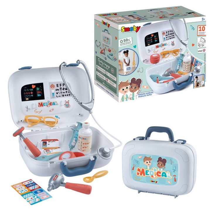 SMOBY - Mallette Medicale - Des 3ans - Transportable - Nombreux accessoires : Thermometre, Ciseaux, Pansements, Seringue SMOBY - Mallette Medicale - Des 3ans - Transportable - Nombreux accessoires : Thermometre, Ciseaux, Pansements, Seringue