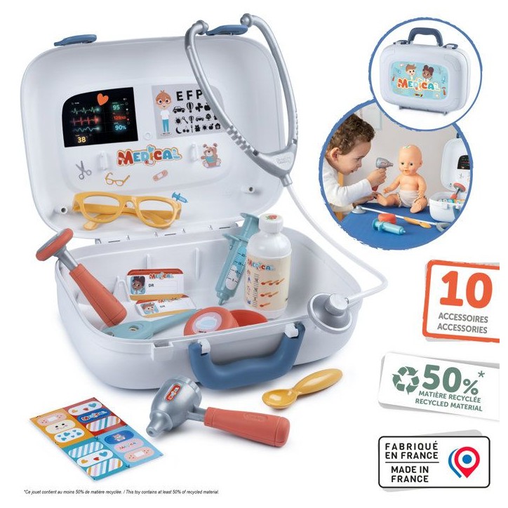 SMOBY - Mallette Medicale - Des 3ans - Transportable - Nombreux accessoires : Thermometre, Ciseaux, Pansements, Seringue SMOBY - Mallette Medicale - Des 3ans - Transportable - Nombreux accessoires : Thermometre, Ciseaux, Pansements, Seringue