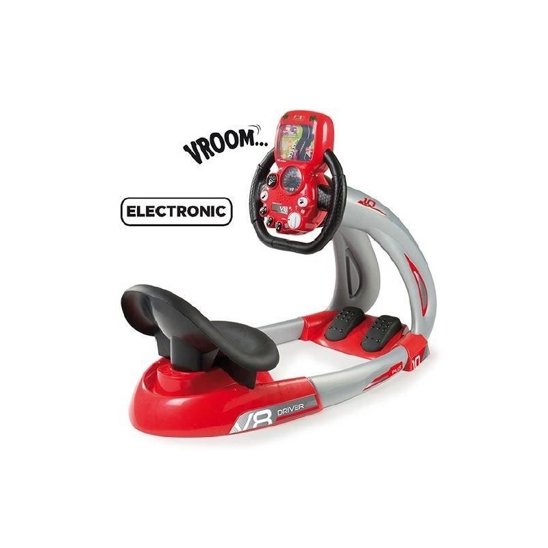 Smoby - Simulateur de conduite Pilot V8 - Rouge et noir - 370206