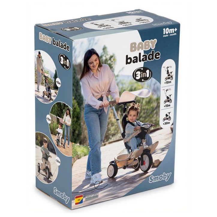 SMOBY - Tricycle Baby Balade Beige - Des 10 mois - Fabriqué en France SMOBY - Tricycle Baby Balade Beige - Des 10 mois - Fabriqué en France