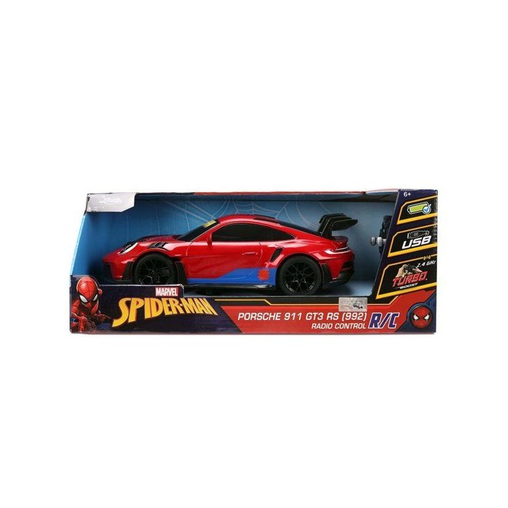 Jada - Voiture Radio Commandée - Spiderman - Porsche 911 - Marvel - Fonctions de Pilotage et Turbo - Licence Officielle - Des 6 Jada - Voiture Radio Commandée - Spiderman - Porsche 911 - Marvel - Fonctions de Pilotage et Turbo - Licence Officielle - Des 6