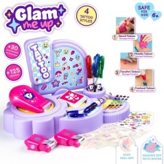 Tatoo Corner - Glam me Up - Smoby - Studio de tatouage pour enfant - 4 styles de tatouage - Accessoires inclus - Des 6 ans