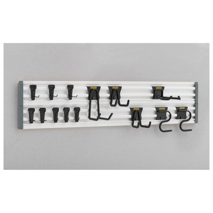 Ensemble de rangement - STANLEY - STST-22000-1 - 2 rails 120 cm - 18 accessoires - Gris Ensemble de rangement - STANLEY - STST-22000-1 - 2 rails 120 cm - 18 accessoires - Gris