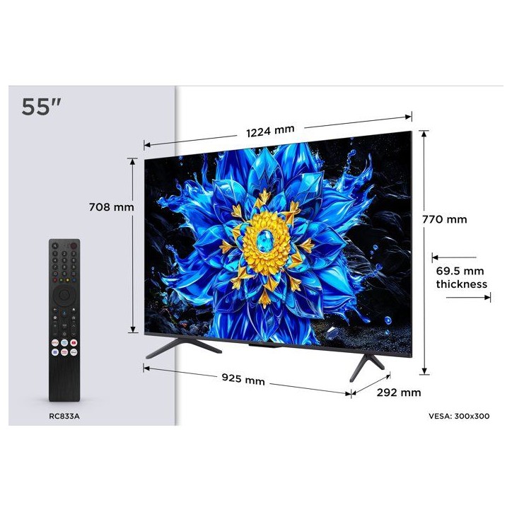 TCL 55P8L - TV QD-MiniLED 55 (139 cm) - 4K UHD 3840x2160 - 144 Hz - Dolby Vision - Google TV - 4xHDMI - WiFi TCL 55P8L - TV QD-MiniLED 55 (139 cm) - 4K UHD 3840x2160 - 144 Hz - Dolby Vision - Google TV - 4xHDMI - WiFi