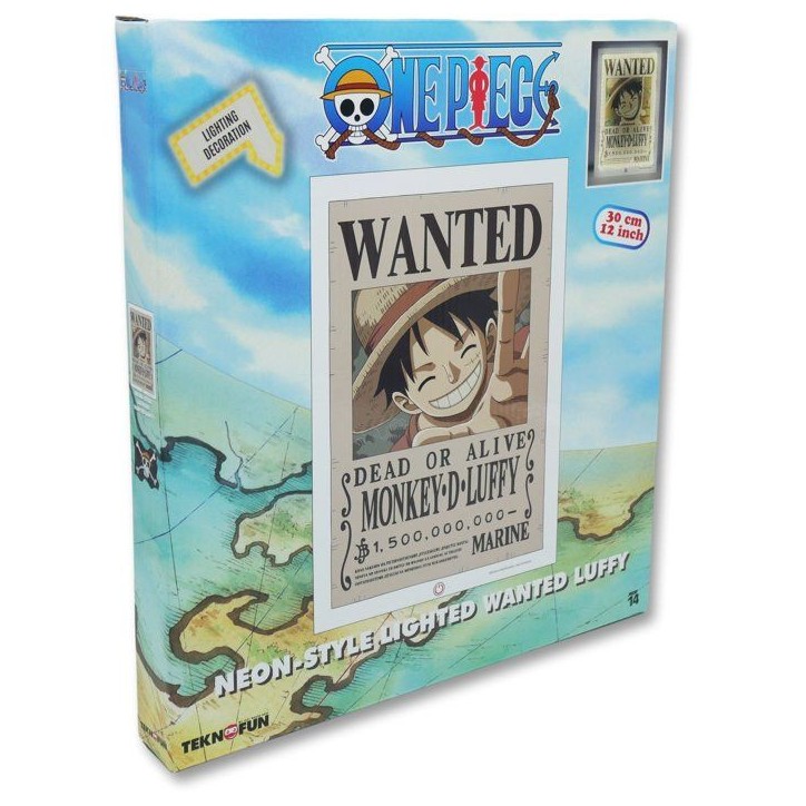 Lampe LED - TEKNOFUN - Néon mural Luffy Wanted One Piece 30 cm Lampe LED - TEKNOFUN - Néon mural Luffy Wanted One Piece 30 cm