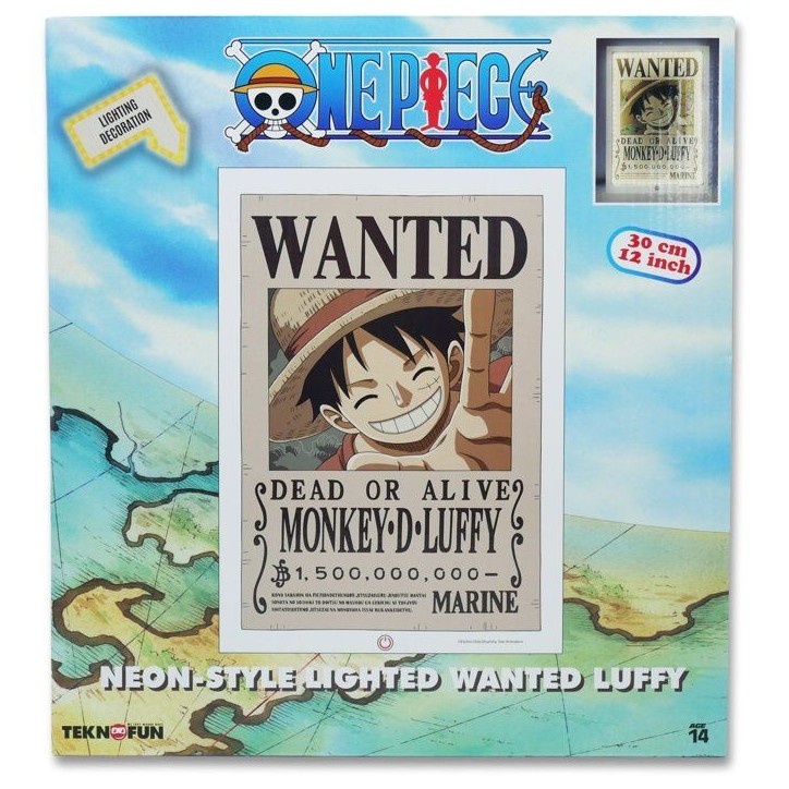 Lampe LED - TEKNOFUN - Néon mural Luffy Wanted One Piece 30 cm Lampe LED - TEKNOFUN - Néon mural Luffy Wanted One Piece 30 cm