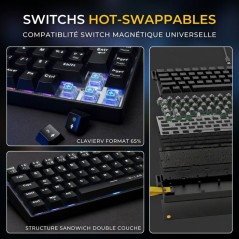Clavier gamer - Magnétique - THE G-LAB - Keyz Titanium HE - AZERTY Co