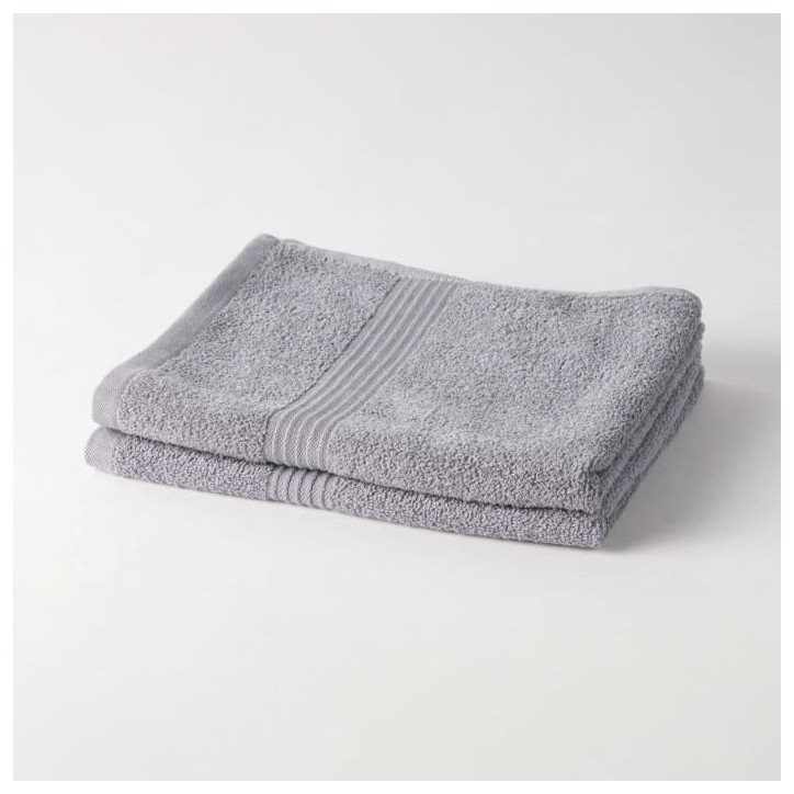TODAY Essential - Lot de 2 serviettes de toilette 50x90 cm 100% Coton coloris acier