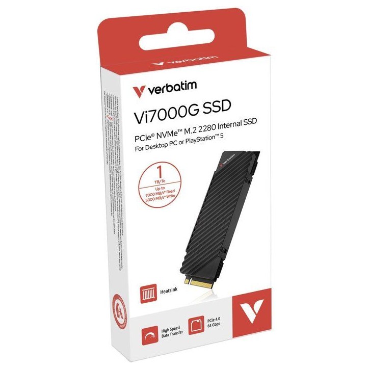 SSD interne - VERBATIM - Vi7000 - 1 To avec dissipateur - NVMe SSD interne - VERBATIM - Vi7000 - 1 To avec dissipateur - NVMe