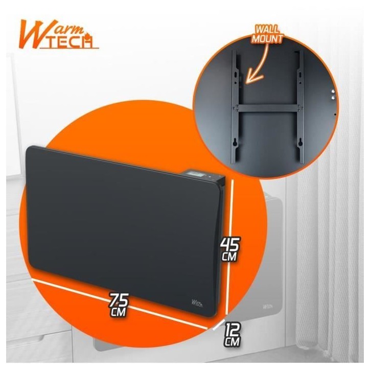 Radiateur fixe a inertie céramique - 1500 W - WARMTECH - WTZEUS15-N - Horizontal - Noir Radiateur fixe a inertie céramique - 1500 W - WARMTECH - WTZEUS15-N - Horizontal - Noir