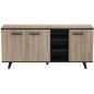 Buffet bas - Décor chene brossé et noir mat - Contemporain - WAYNE - L 160,7 cm Buffet bas - Décor chene brossé et noir mat - Contemporain - WAYNE - L 160,7 cm