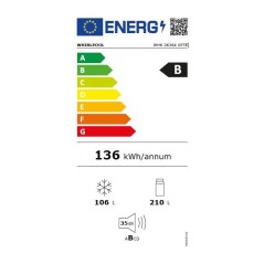 Réfrigérateur combiné - WHIRLPOOL - WHK26364XP7E - Classe B - 316 L