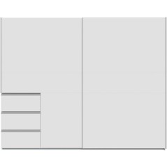 Armoire 2 portes coulissantes 3 tiroirs - Décor blanc mat - L 249 x P