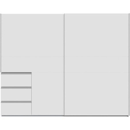 Armoire 2 portes coulissantes 3 tiroirs - Décor blanc mat - L 249 x P